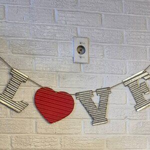 Valentine LOVE banner. 39" rope, metal letters
